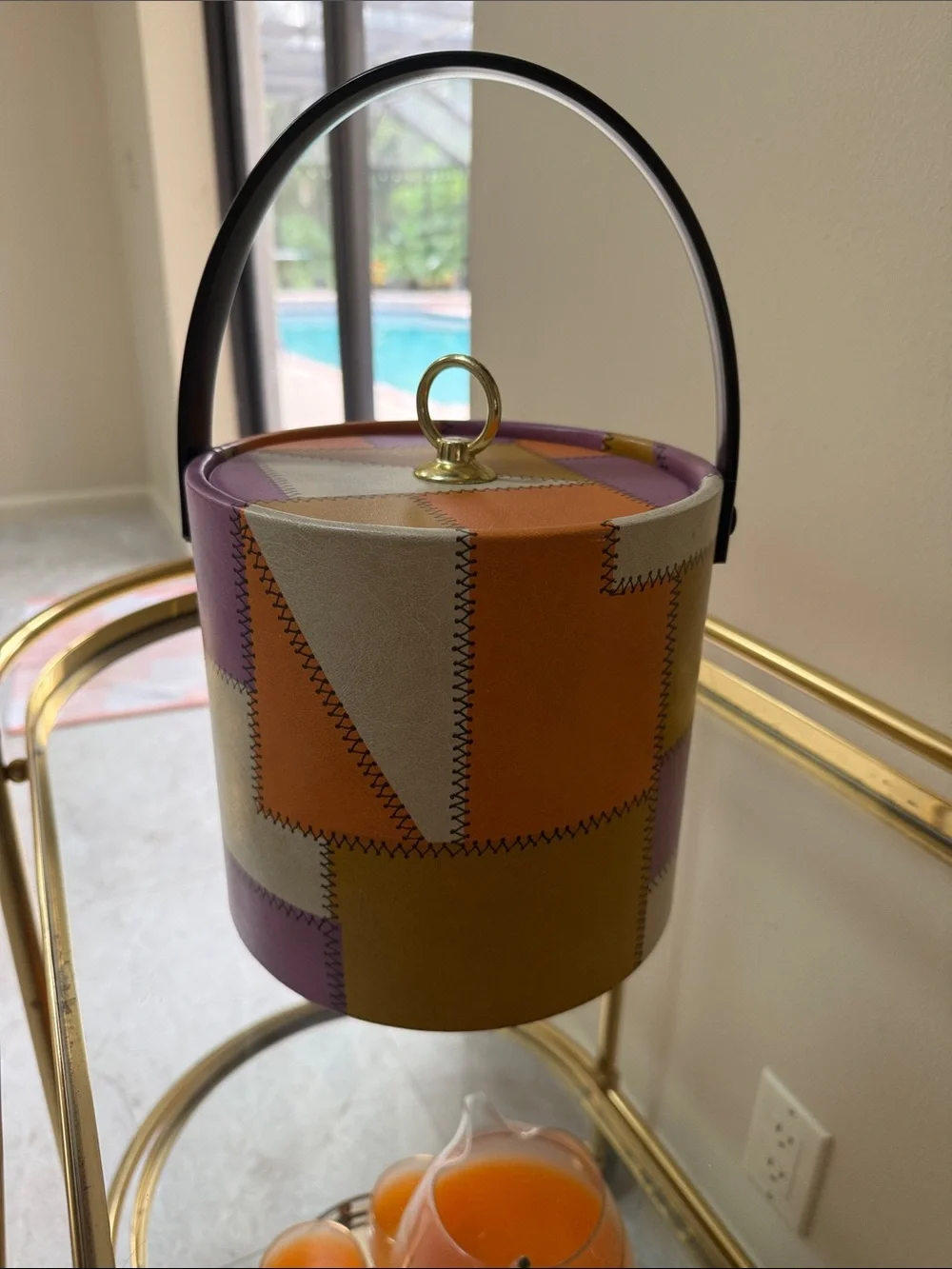 Mid Century Multicolor Patchwork  Ice Bucket